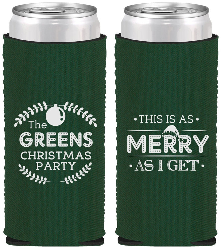 Custom Christmas Neoprene Slim Can Coolers - Merry As I Get | 280065