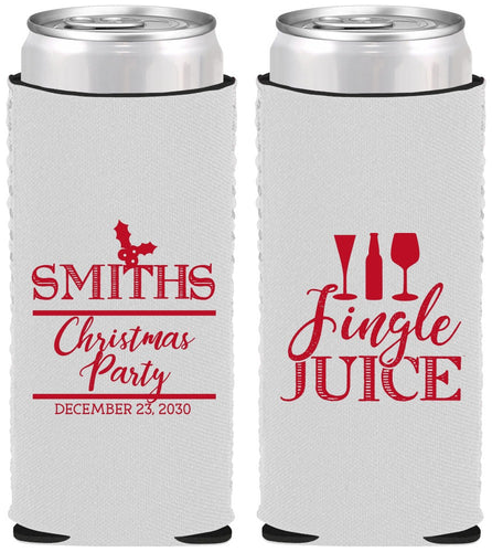 Custom Christmas Neoprene Slim Can Coolers - Jingle Juice | 280066
