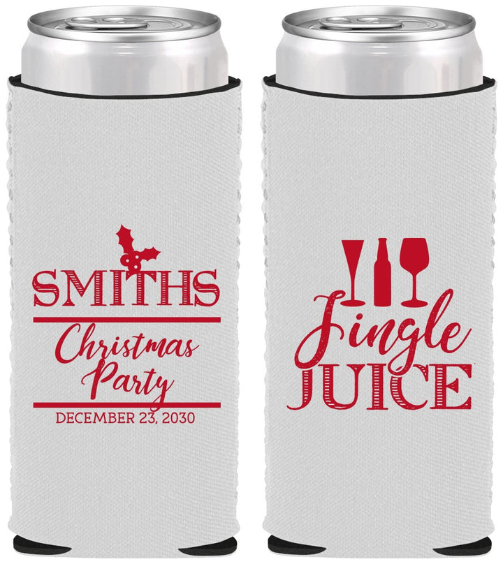 Custom Christmas Neoprene Slim Can Coolers - Jingle Juice | 280066