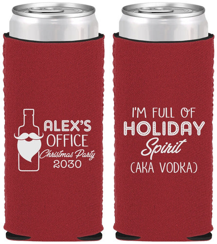 Custom Christmas Neoprene Slim Can Coolers - Holiday Spirit | 280072