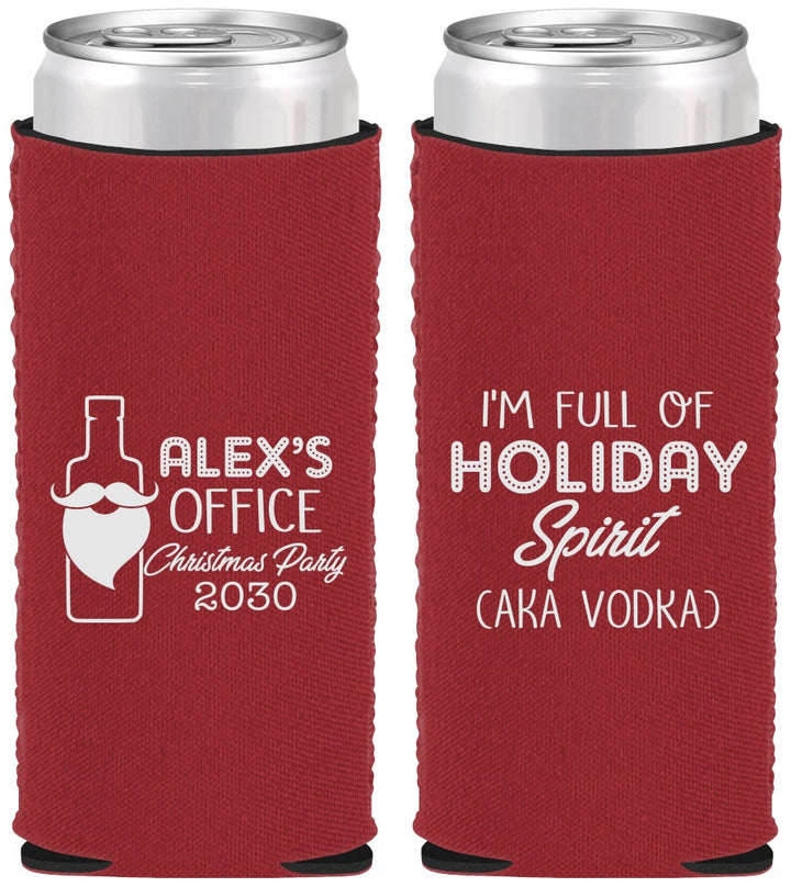 Custom Christmas Neoprene Slim Can Coolers - Holiday Spirit | 280072