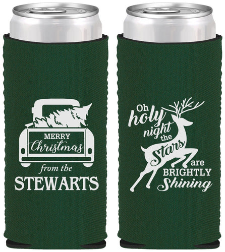 Custom Christmas Neoprene Slim Can Coolers - Tree | 280073