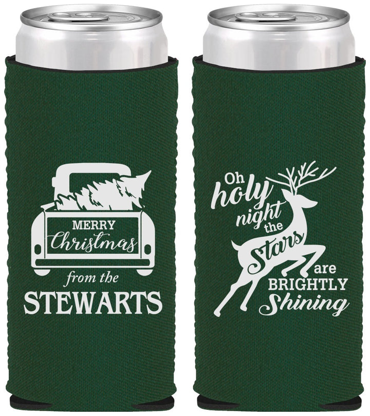 Custom Christmas Neoprene Slim Can Coolers - Tree | 280073
