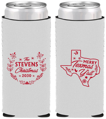 Custom Christmas Neoprene Slim Can Coolers - Texmas Yall | 280074