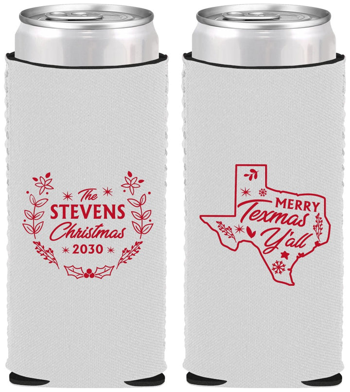 Custom Christmas Neoprene Slim Can Coolers - Texmas Yall | 280074