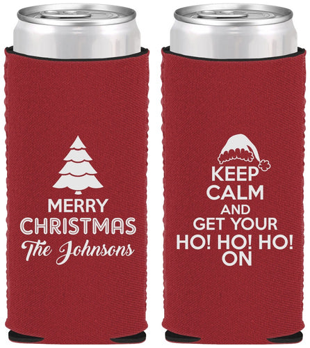 Custom Christmas Neoprene Slim Can Coolers - Ho Ho Ho | 280076