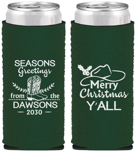 Custom Christmas Neoprene Slim Can Coolers - Texas | 280077