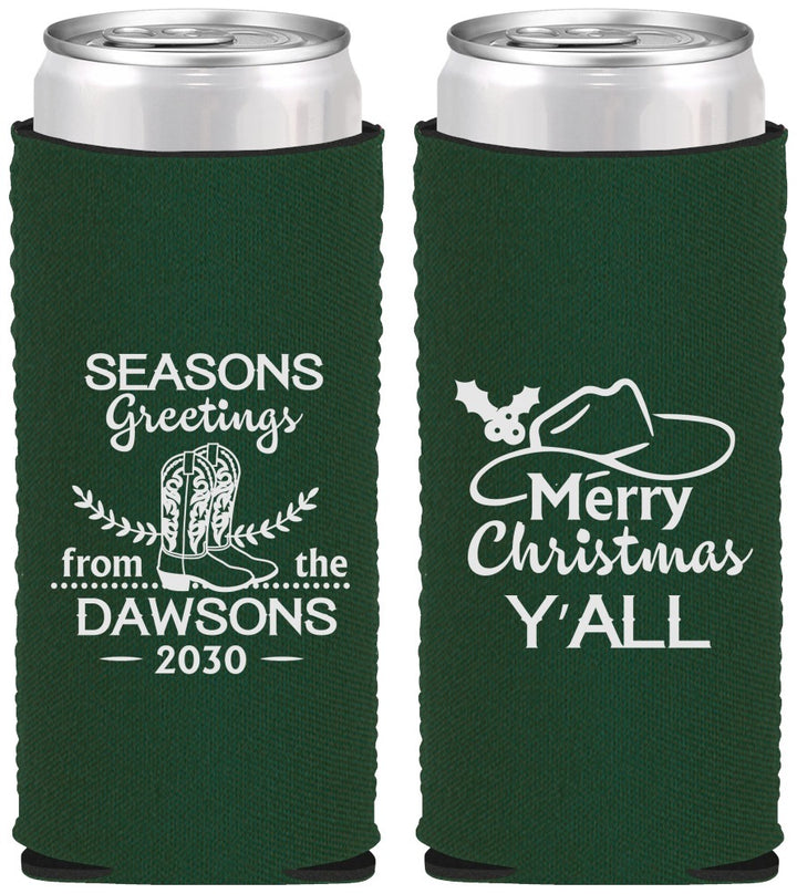 Custom Christmas Neoprene Slim Can Coolers - Texas | 280077