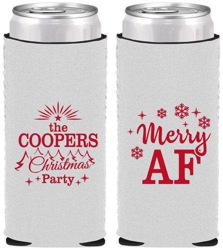 Custom Christmas Neoprene Slim Can Coolers - Merry Af | 280078