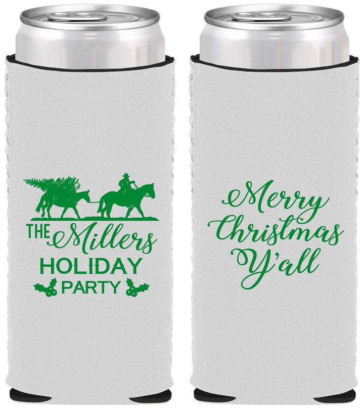 Custom Christmas Neoprene Slim Can Coolers - Country | 280087