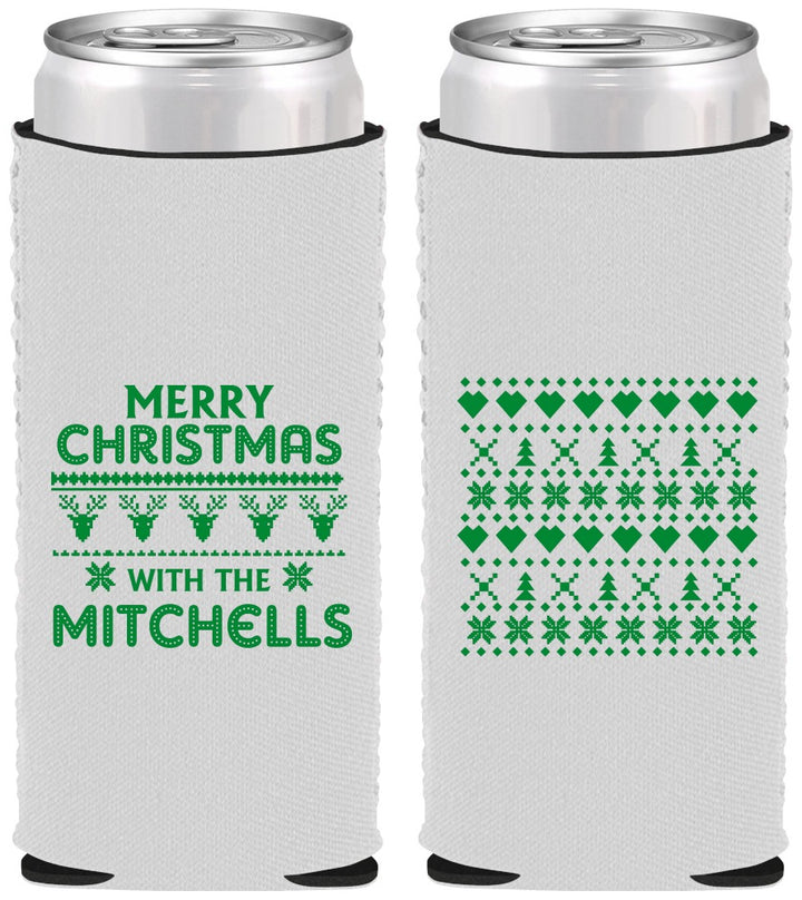 Custom Christmas Neoprene Slim Can Coolers - Ugly Sweater | 280091