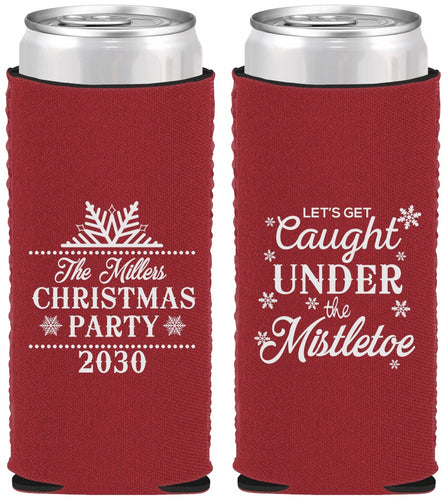 Custom Christmas Neoprene Slim Can Coolers - Mistletoe | 280092