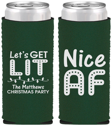 Custom Christmas Neoprene Slim Can Coolers - Nice Af | 280093