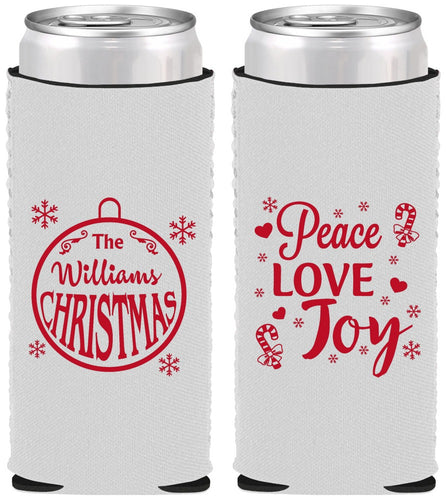 Custom Christmas Neoprene Slim Can Coolers - Peace Joy Love | 280094