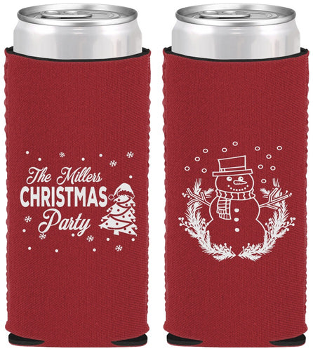 Custom Christmas Neoprene Slim Can Coolers - Snowman | 280096