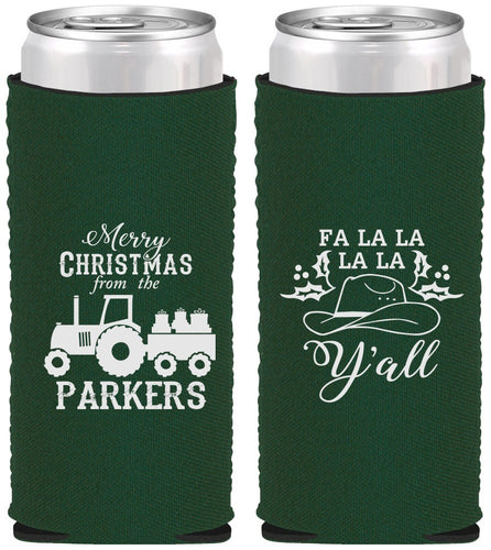 Custom Christmas Neoprene Slim Can Coolers - Country | 280097