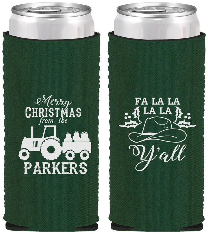 Custom Christmas Neoprene Slim Can Coolers - Country | 280097