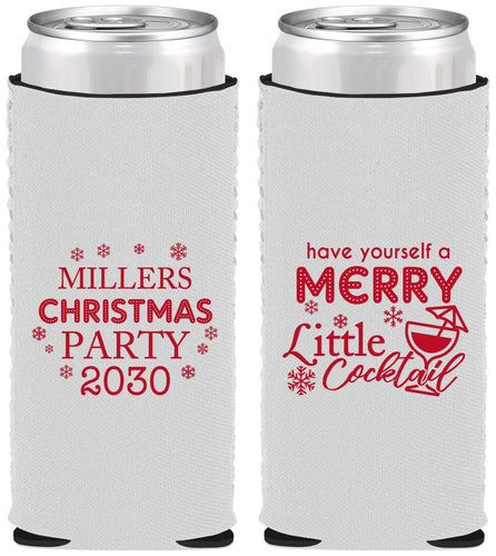 Custom Christmas Neoprene Slim Can Coolers - Cocktail | 280098