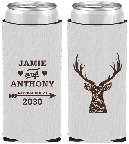 Custom Wedding Neoprene Slim Can Coolers - Deer | 282