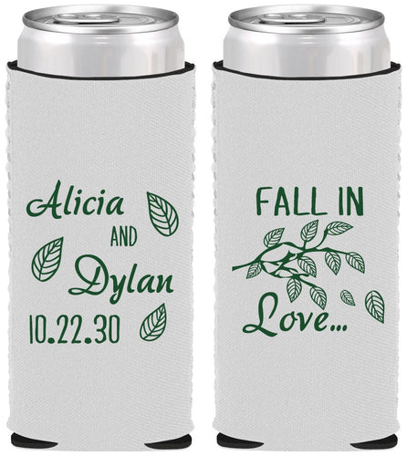 Custom Wedding Neoprene Slim Can Coolers - Fall In Love | 283