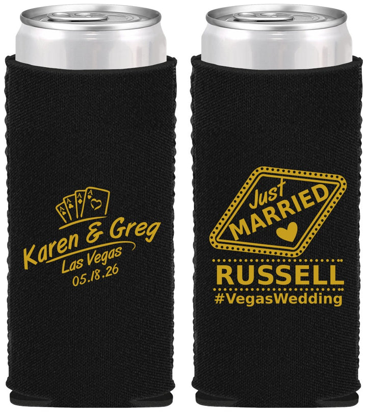 Custom Wedding Neoprene Slim Can Coolers - Las Vegas | 285