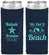 Custom Wedding Neoprene Slim Can Coolers - We Did It On The Beach | 287