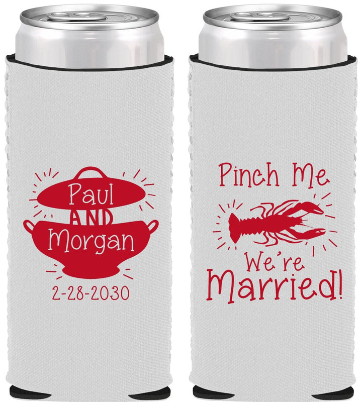 Custom Wedding Neoprene Slim Can Coolers - Crawfish Boil | 288