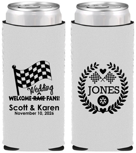 Custom Wedding Neoprene Slim Can Coolers - Racing | 289
