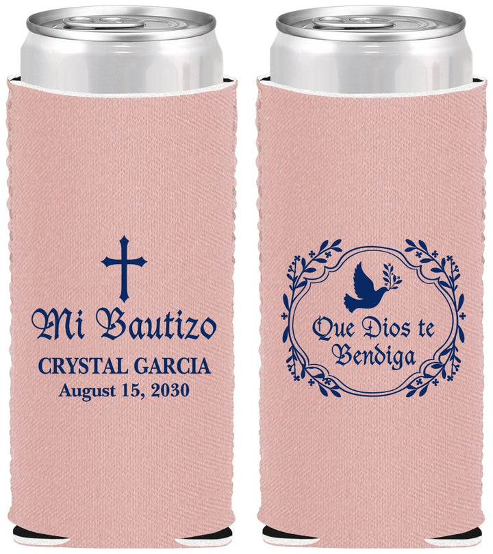 Custom Baptism Neoprene Slim Can Coolers - Mi Bautizo | 290000