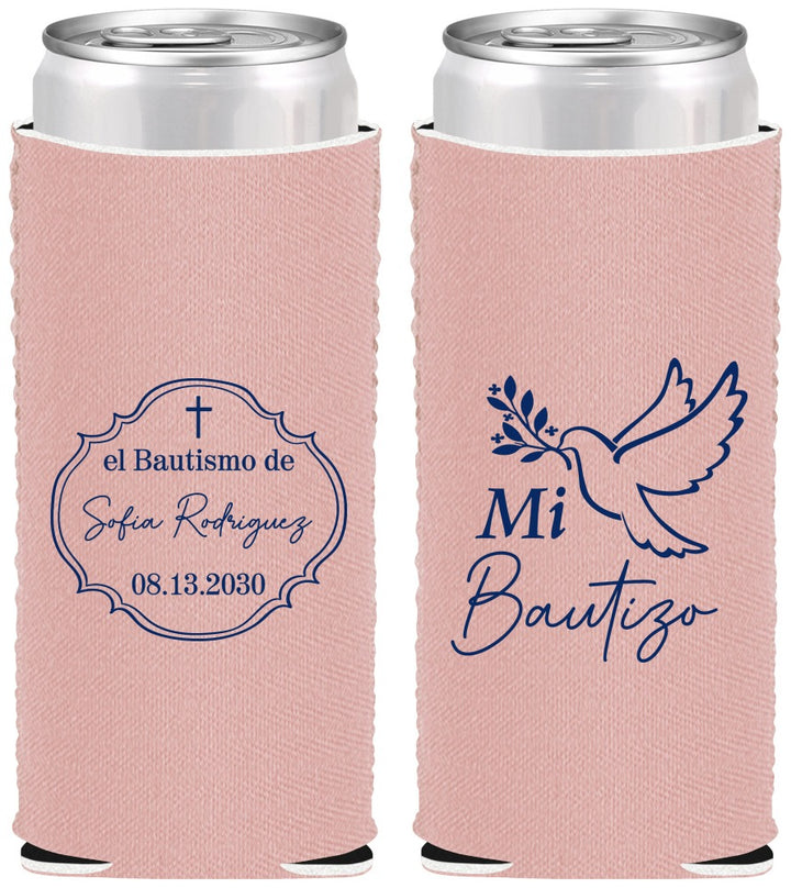 Custom Baptism Neoprene Slim Can Coolers - Mi Bautizo | 290002