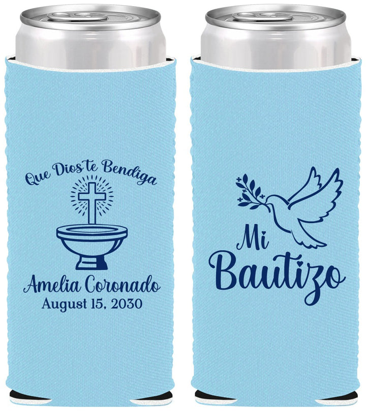 Custom Baptism Neoprene Slim Can Coolers - Mi Bautizo | 290003
