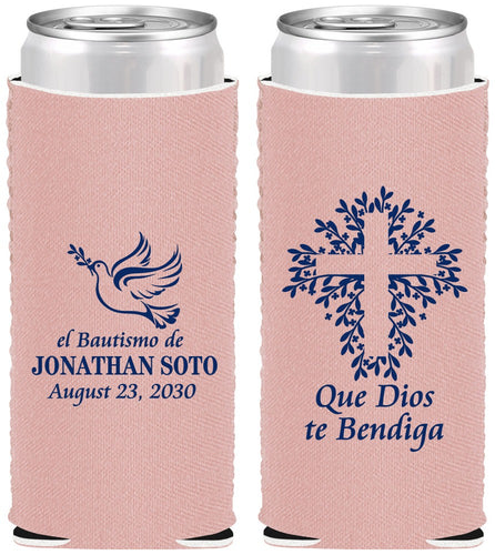 Custom Baptism Neoprene Slim Can Coolers - Mi Bautizo | 290004