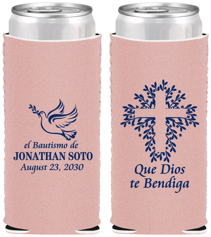 Custom Baptism Neoprene Slim Can Coolers - Mi Bautizo | 290004