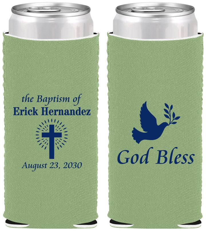 Custom Baptism Neoprene Slim Can Coolers - God Bless | 290005