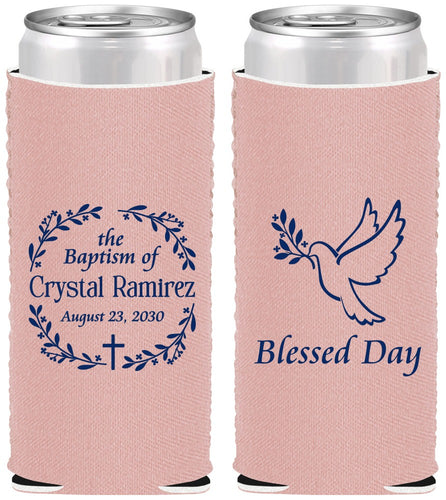 Custom Baptism Neoprene Slim Can Coolers - Blessed Day | 290006