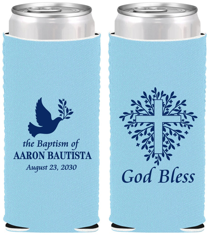 Custom Baptism Neoprene Slim Can Coolers - God Bless | 290007