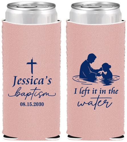 Custom Baptism Neoprene Slim Can Coolers - I Left It In The Water | 290008
