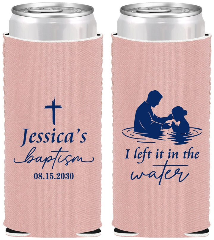 Custom Baptism Neoprene Slim Can Coolers - I Left It In The Water | 290008