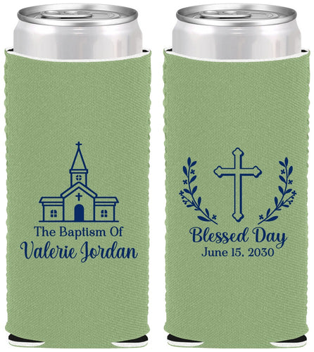 Custom Baptism Neoprene Slim Can Coolers - Blessed Day | 290009