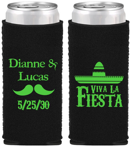 Custom Wedding Neoprene Slim Can Coolers - Viva La Fiesta | 299