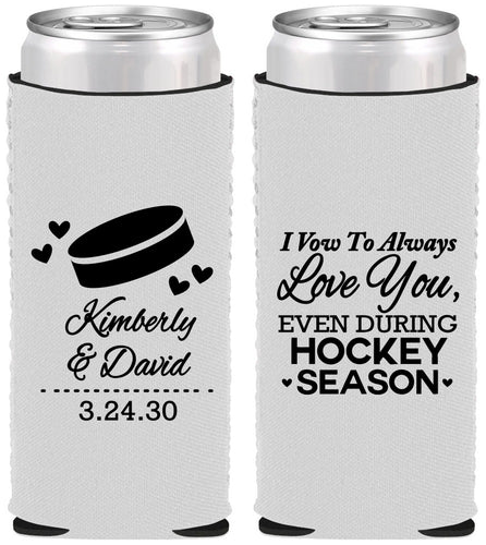 Custom Wedding Neoprene Slim Can Coolers - Hockey | 300