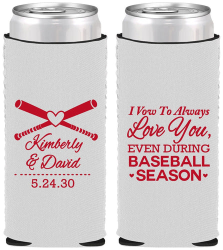 Custom Wedding Neoprene Slim Can Coolers - Baseball | 301