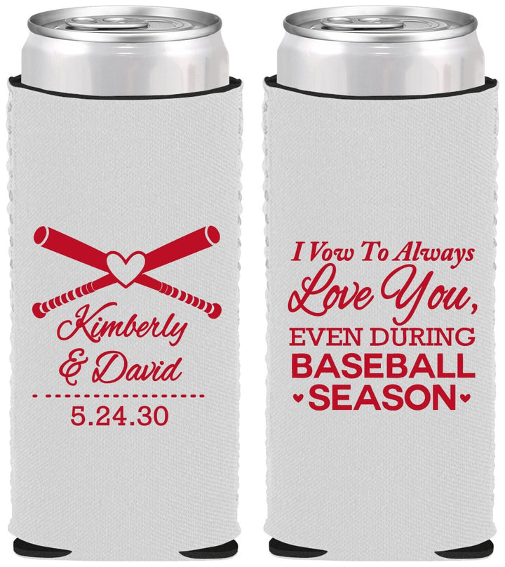 Custom Wedding Neoprene Slim Can Coolers - Baseball | 301