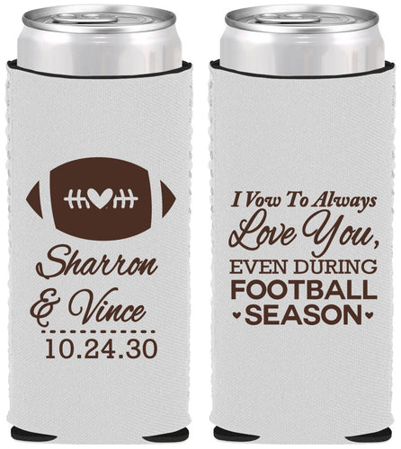 Custom Wedding Neoprene Slim Can Coolers - Football | 302