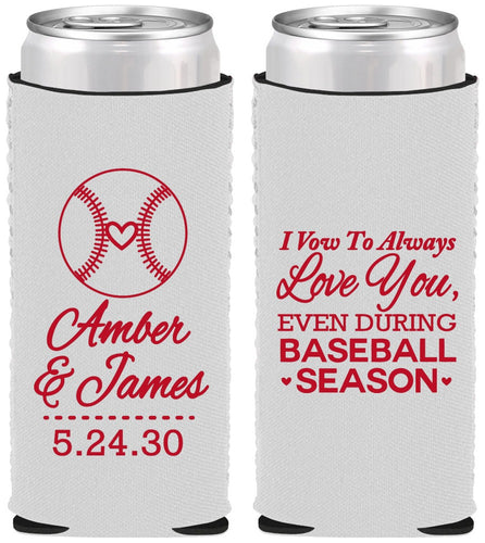 Custom Wedding Neoprene Slim Can Coolers - Baseball | 303