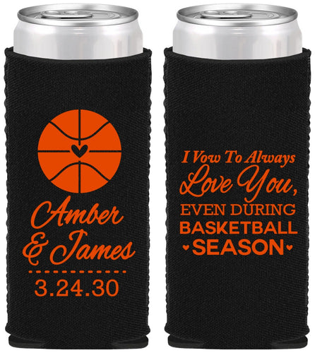Custom Wedding Neoprene Slim Can Coolers - Basketball | 304