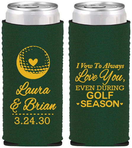Custom Wedding Neoprene Slim Can Coolers - Golf | 305
