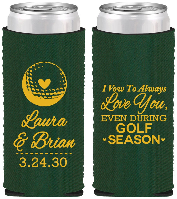Custom Wedding Neoprene Slim Can Coolers - Golf | 305