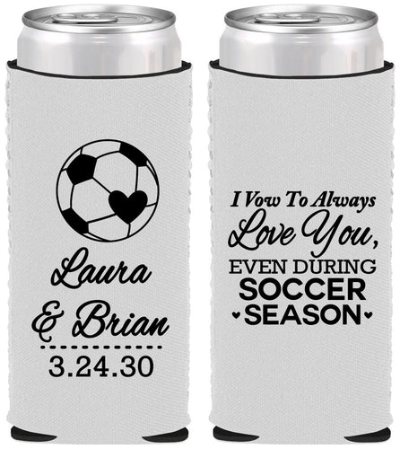 Custom Wedding Neoprene Slim Can Coolers - Soccer | 307