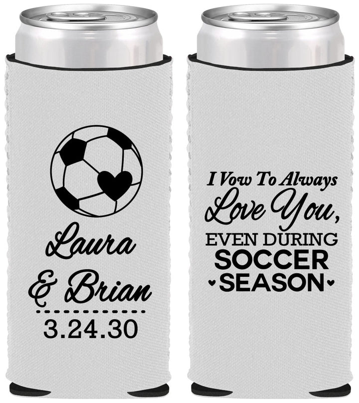 Custom Wedding Neoprene Slim Can Coolers - Soccer | 307